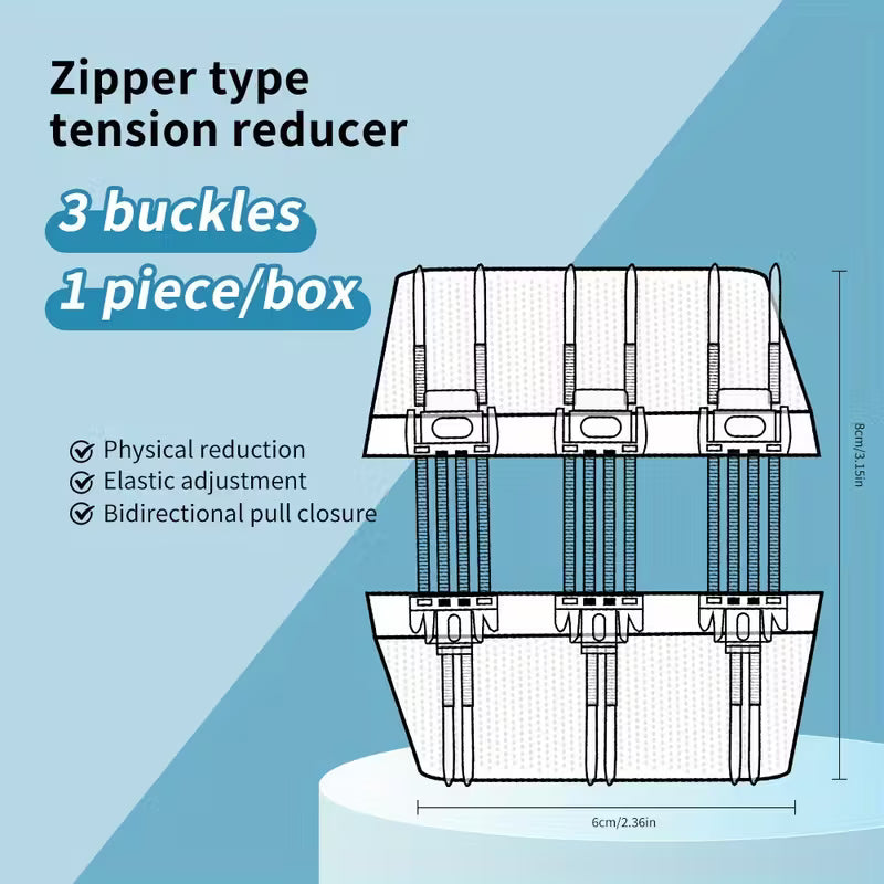 Adjustable 3-Button Elastic Strip with Two-Way Zipper Wound Closure Dressing