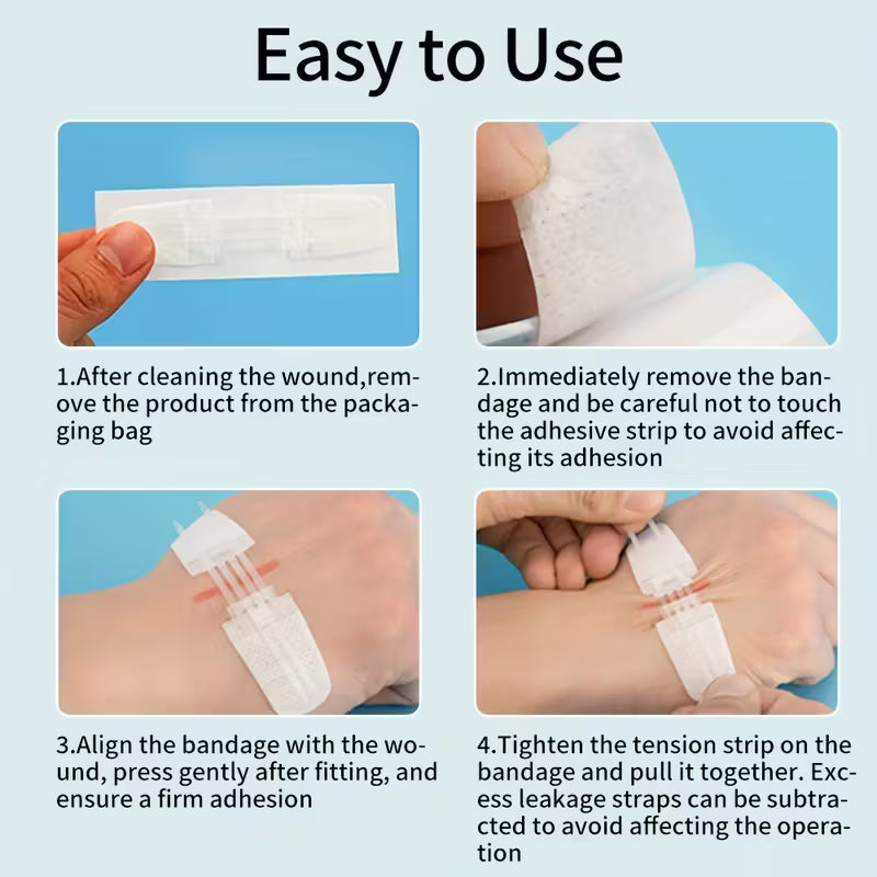 Adjustable 3-Button Elastic Strip with Two-Way Zipper Wound Closure Dressing